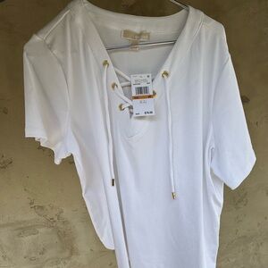 Michael Kors White Lace-Up Women's Top